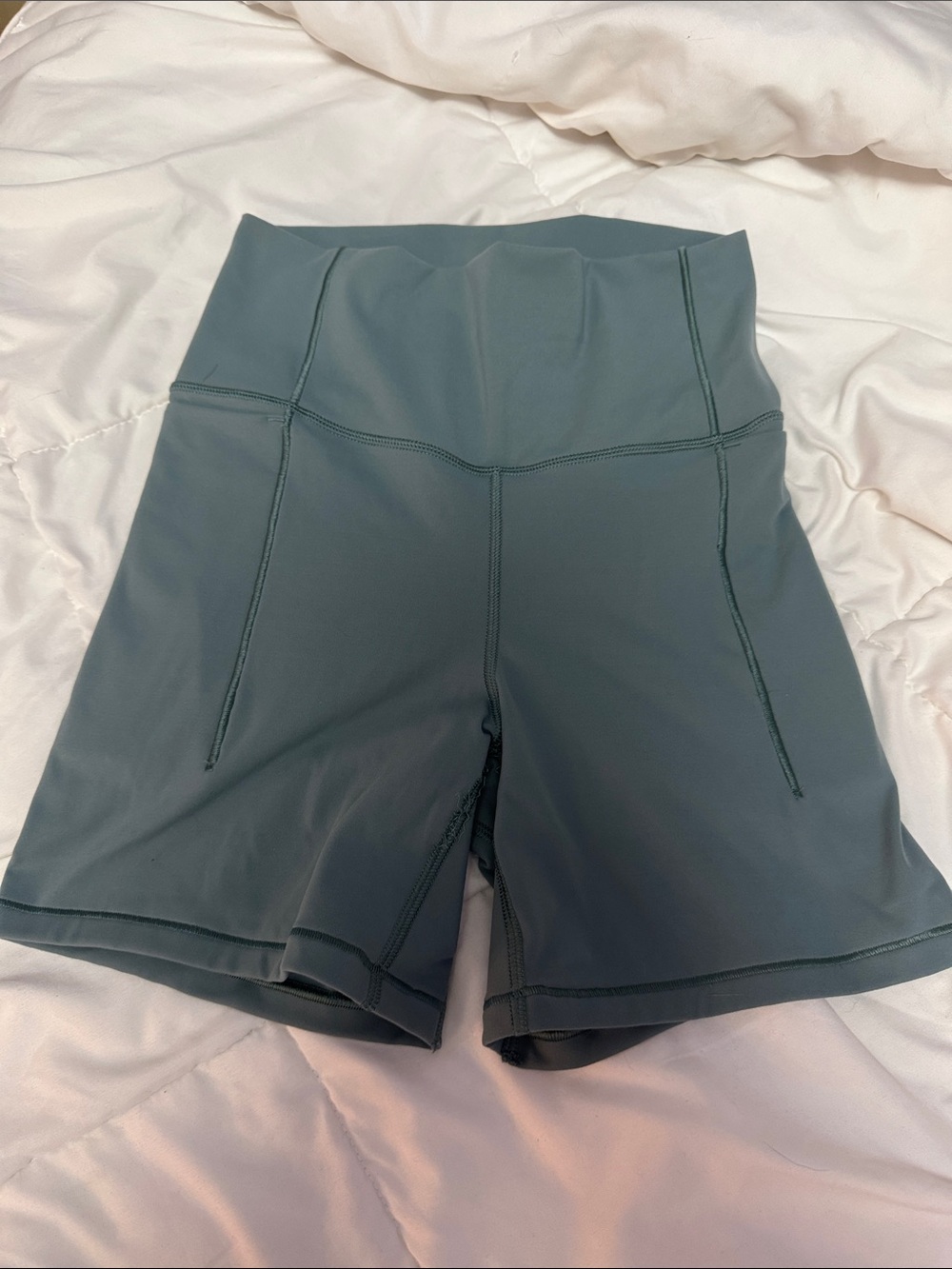 High-Rise Athletic Bike Shorts — Slate Teal